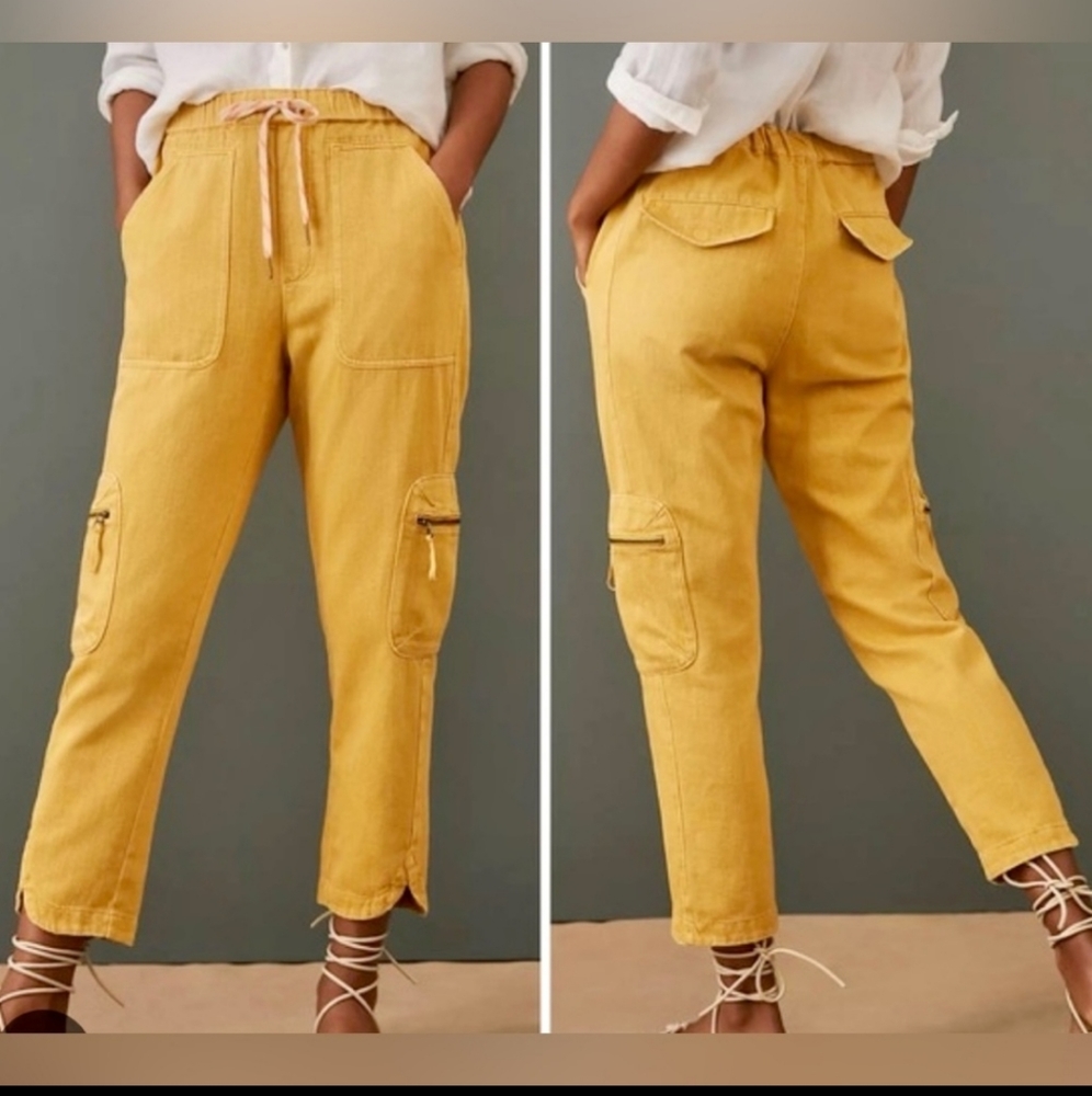 Pilcro The Cottage Yellow Utility Pants Cropped Womens Medium